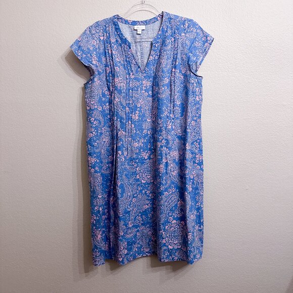 J. Jill Love Linen Blue/Pink Floral Dress - Picture 2 of 8